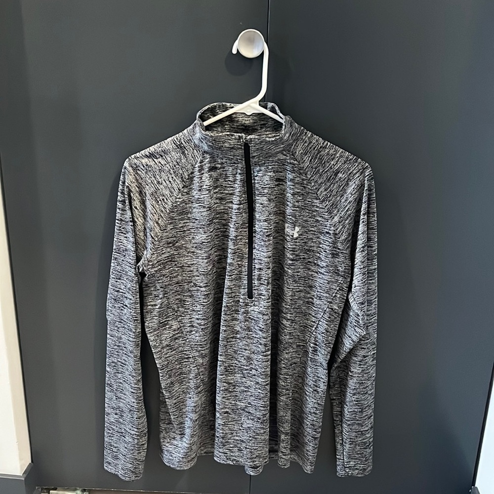 Under Armour Shirt Womens Large Blue & Gray 1/4 Zip Long Sleeve